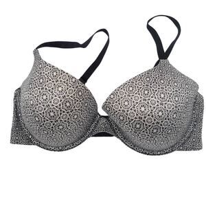 Maidenform Gray Black Custom Lift Tailored Satin Demi Underwire Bra Size 36D